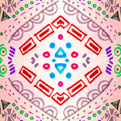 Geometric Embroidery Patterns. Rainbow Aztec