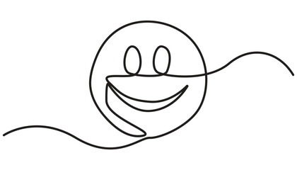 Continuous one line drawing of smile. Single line pattern of smile, smile face continuous one line drawing