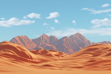 Naklejka premium Beautiful desert landscape. 3d render illustration of desert dunes