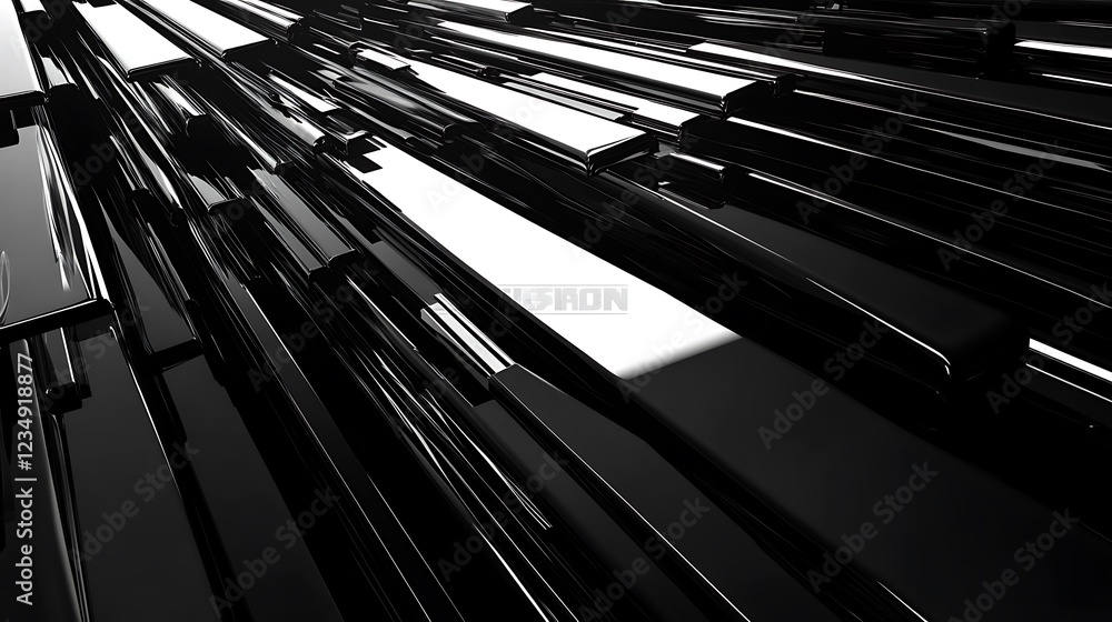 Poster abstract black glossy rectangular forms design