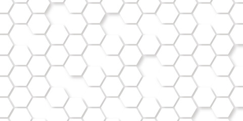 Abstract seamless honeycomb hexagon background. Geometric texture white gray pattern design.
