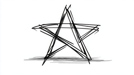 quirky doodle of star featuring bold freehand lines and playful design. This artistic representation captures creativity and spontaneity in simple yet expressive manner