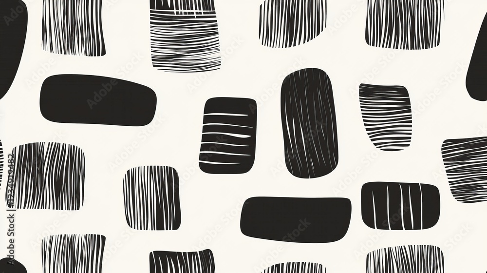 Aufkleber abstract pattern featuring black and white shape on a light background, suitable for modern design u