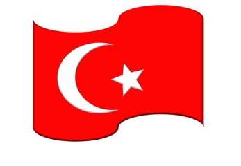 Flag of Turkiye in 3d illustration against white background.
