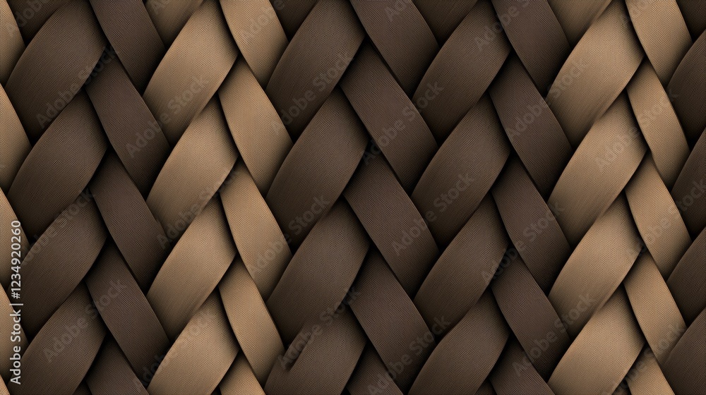 Poster close-up view of intricately woven textures showcasing a gradient of brown tones in a seamless patte