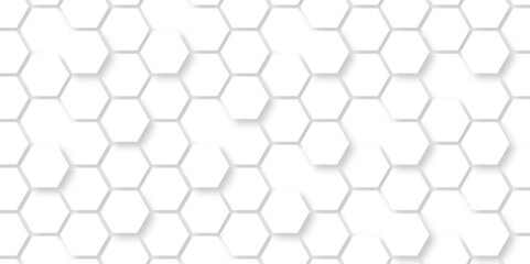 Abstract seamless honeycomb hexagon background. Geometric texture white gray pattern design.
