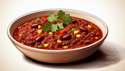 generative ai illustration of a bowl of chili con carne