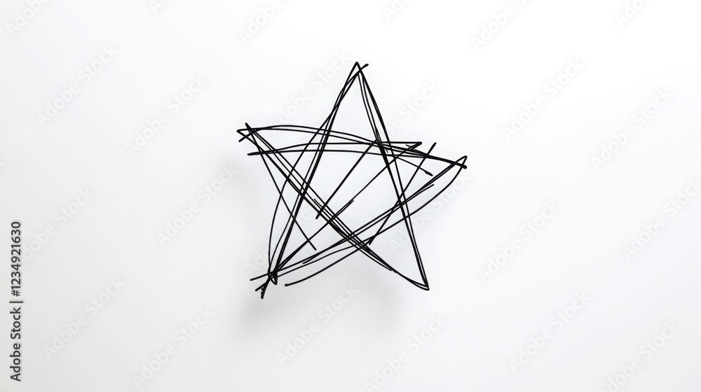 Poster rough doodle of star with dynamic, slightly irregular lines, showcasing creativity and artistic expr