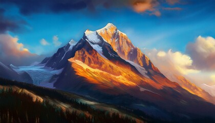 a painting of a mountain