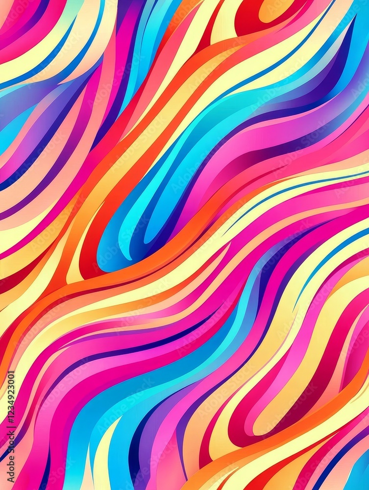 Poster vibrant abstract waves of color flowing seamlessly, creating a dynamic visual rhythm and energy