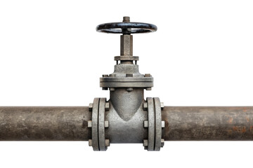 Industrial valve used in pipeline management, cut out