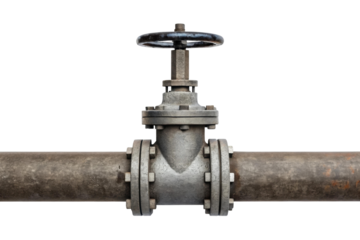 Industrial valve used in pipeline management, cut out