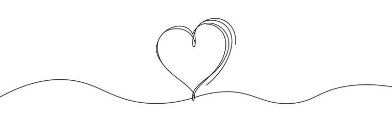 Heart hand drawn. Continuous line art of love symbol. Vector illustration.