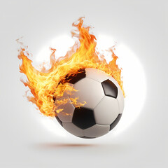 Fototapeta premium soccer ball flying with burning fire flame, isolated 
