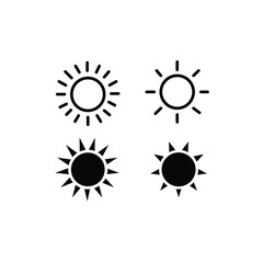 Sun icon set. Brightness flat icon. Solar icon. Decorative circle full. Vector illustration
