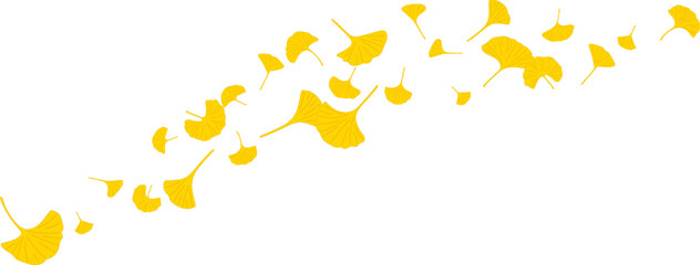 Nature floating ginkgo biloba leaves flying decoration ecology illustration