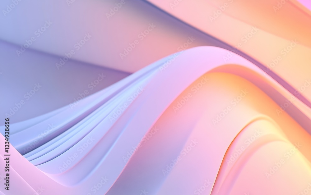 Poster abstract waves of soft pastel color create a serene atmosphere, evoking calmness and creativity