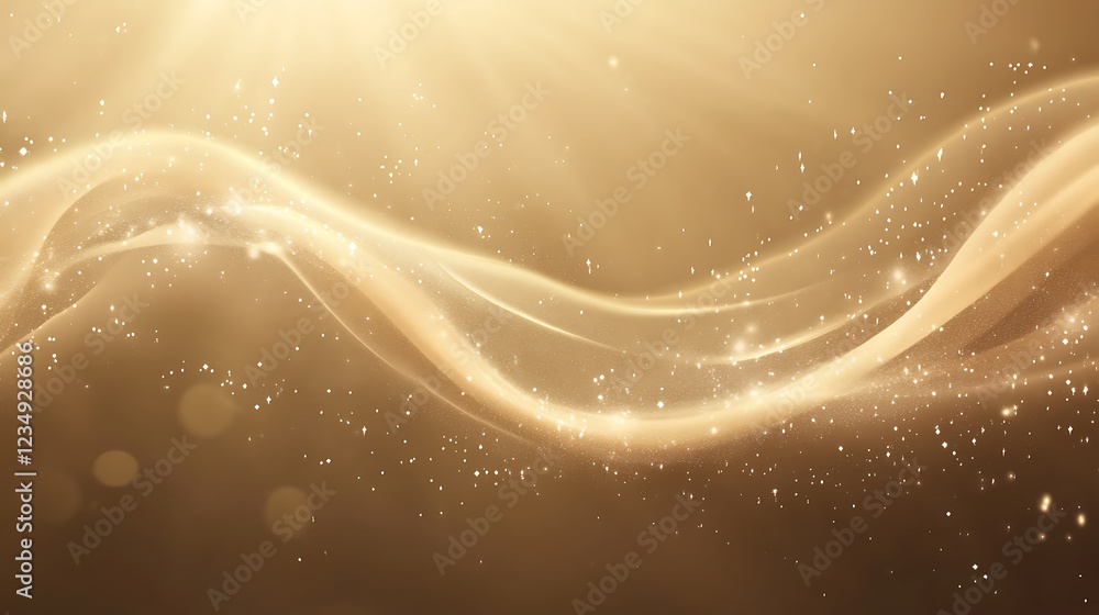 Poster golden waves abstract background with sparkling lights