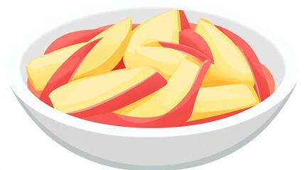 Apple slices, red syrup, white bowl, studio, food blog