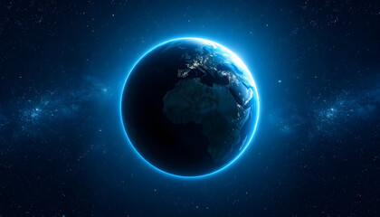 Obraz premium Sphere of nightly Earth planet in outer space - earth in space, masterpiece, with white tones