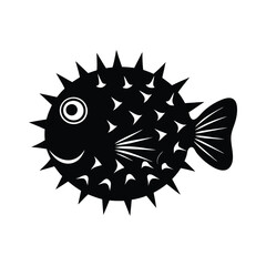 silhouette art of a puffer fish