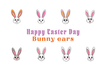 Cute Bunny Ears vector cartoon illustration Easter day
