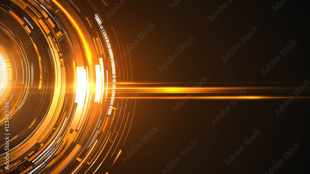Aufkleber abstract digital background featuring glowing circular patterns and lines in vibrant orange tones