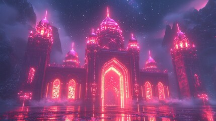 Neon Palace Gateway: A Digital Fantasy