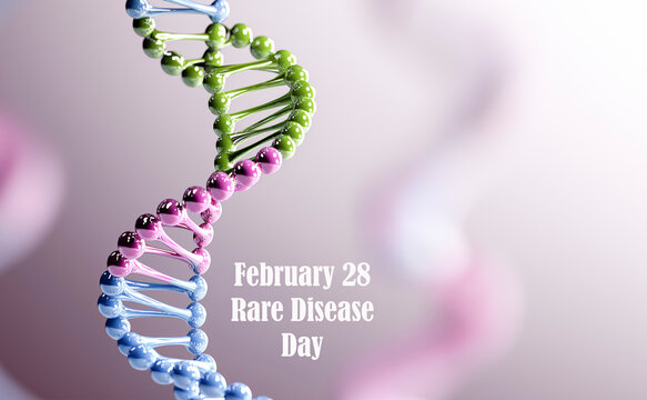 Dna structure rotating for rare disease day, february 28