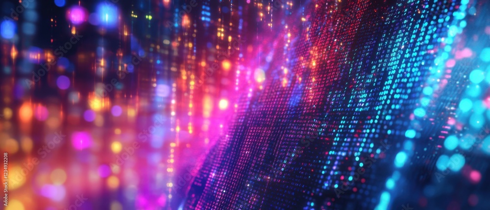 Aufkleber abstract digital data stream with glowing particles and bokeh lights, representing technology, data 