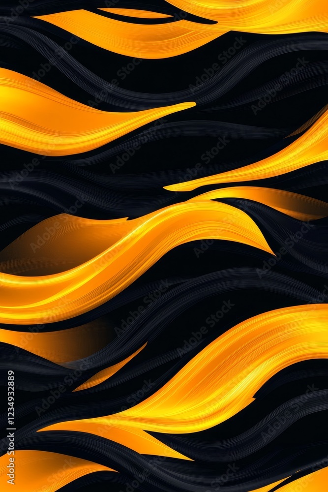 Aufkleber abstract wavy pattern of vibrant orange and black color creating a dynamic visual flow