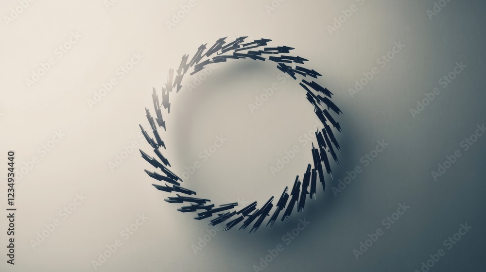Fototapete creative arrangement of arrows forming a circular pattern on a light background. generative ai