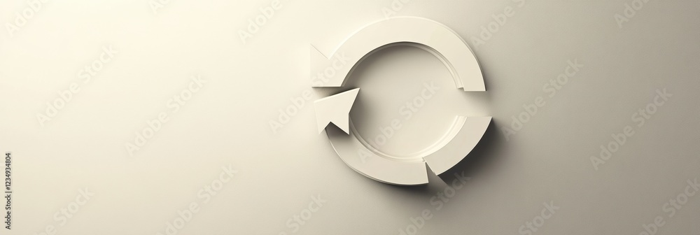 Fototapete Circular symbol with arrows indicating recycling or refresh on a smooth, neutral background. Generative AI