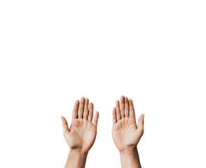 Two open hands against a black background.  Symbol of prayer, hope, and faith.