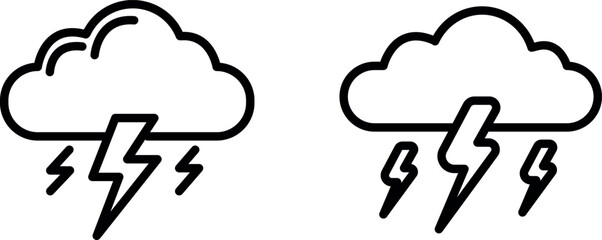 Powerful and Striking Thunderstorm Icon for Weather, Storms, and Meteorology