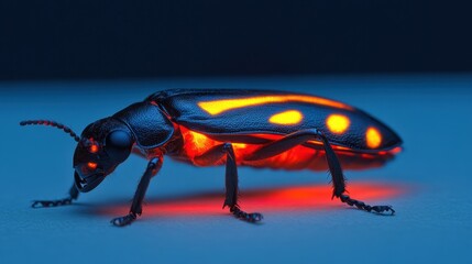 Fototapeta premium Glowing Firefly In Dark Setting with Illuminated Body and Wings