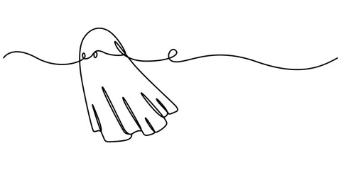 One continuous line drawing of Scary ghost spirit. Minimalism concept one line draw graphic design vector illustration, Continuous one line drawing halloween ghost isolated vector illustration.