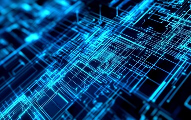 Obraz premium Abstract digital lines and circuits creating a futuristic network design with glowing blue hues