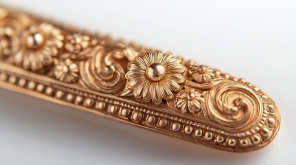 Golden floral patterned belt buckle