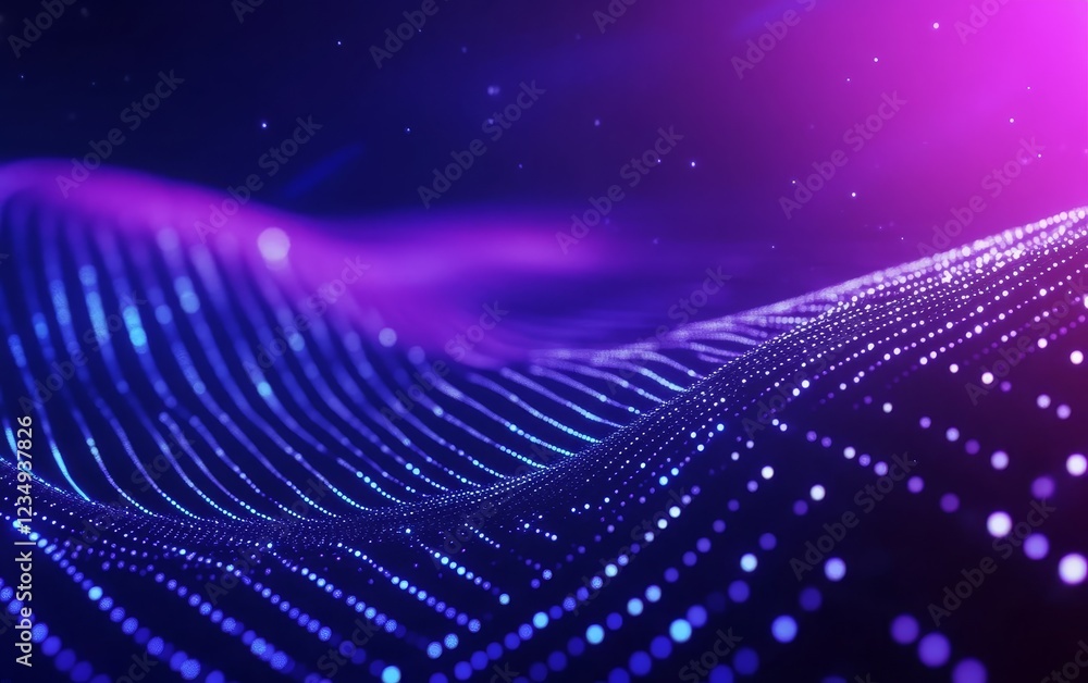 Poster abstract digital wave pattern with glowing particles, creating a mesmerizing visual effect