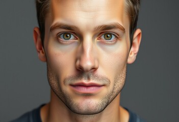 Obraz premium Photorealistic male portrait on neutral background