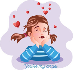 Vector illustration of romantic girl