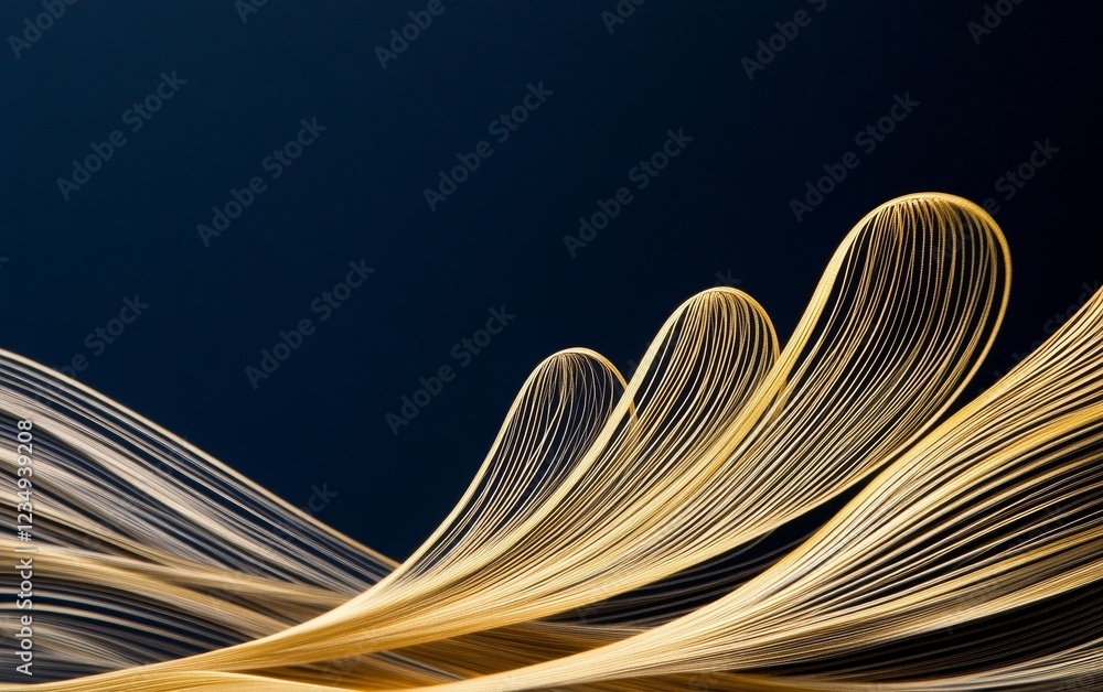 Poster abstract golden wave patterns gracefully flowing against a dark background, creating a sense of moti