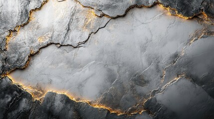 Fototapeta premium Photo of a natural stone surface in gray tones with golden veins, creating a luxurious and elegant texture.