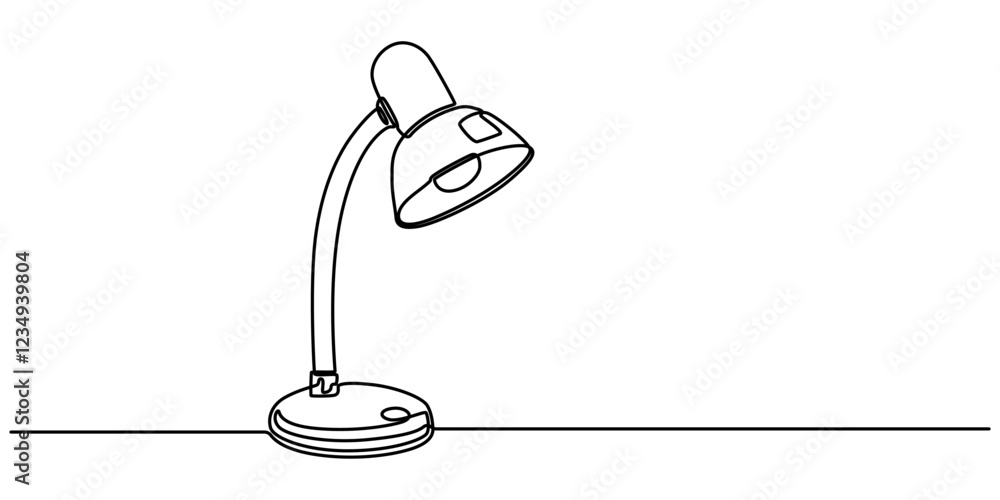 Aufkleber Continuous one line drawing. Lamp on the table. Vector illustration. One continuous drawn line art doodle linear, A simple line drawing of a desk lamp. It shows the lamp's shape and features pro line.