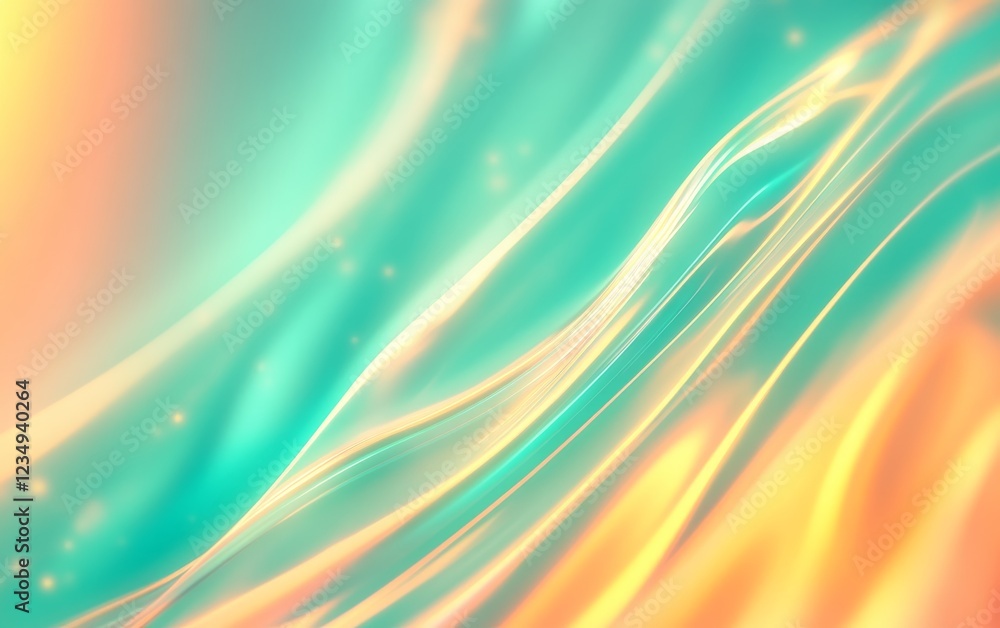 Aufkleber abstract waves of turquoise and peach color flowing seamlessly, creating a serene and vibrant atmosp