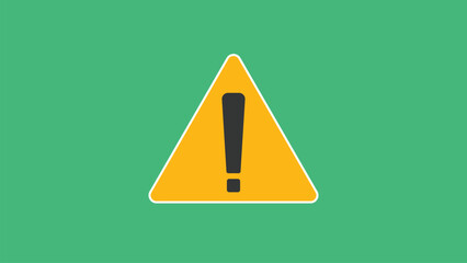 Yellow warning sign on green background 