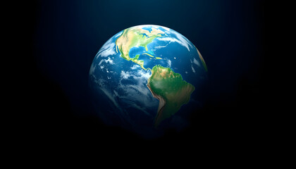 Fototapeta premium earth globe on dark blue background, dramatic atmosphere, with white tones