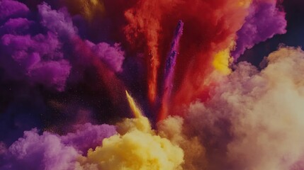 Colorful Explosions of Powder Create a Vivid Abstract Scene
