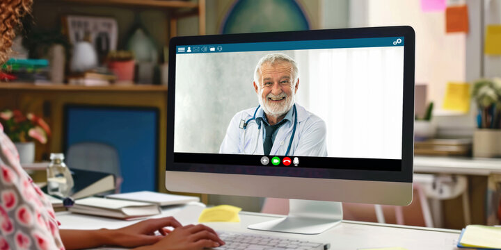 Doctor video call online by brisk telemedicine software application for virtual meeting with patient